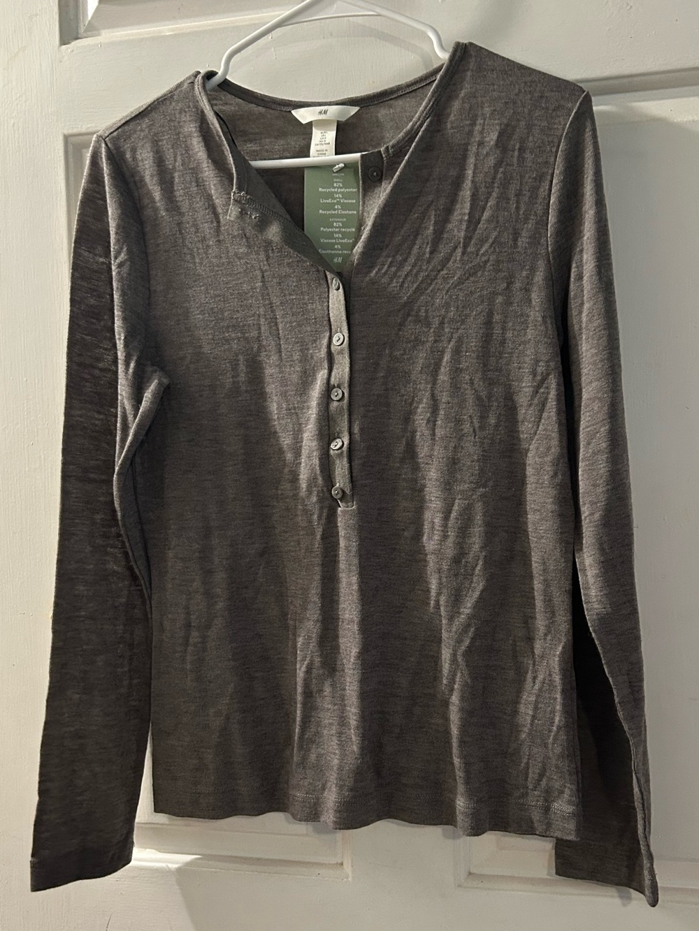 H&M Dark Gray Long-Sleeve Henley Top